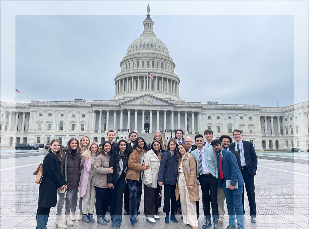 A large group of Millsaps students on a class trip